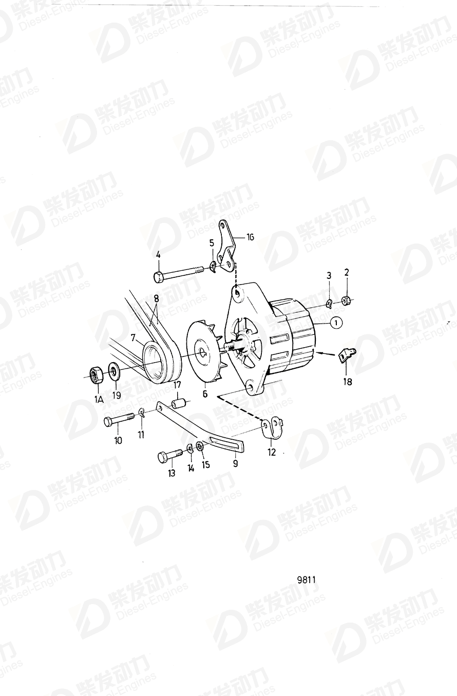 VOLVO Alternator, exch 3803320 Drawing